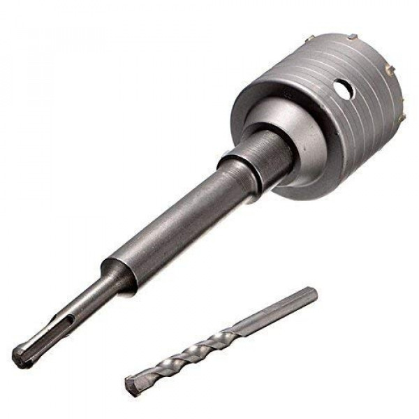 75 mm Grey Concrete Wall Drill Bit Hole Saw Cutter And 300 mm Connecting Rod with Wrench for Brick Cement Stone|TopTools.in