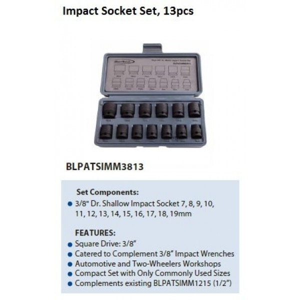 BluePoint BLPATSIMM3813 3/8" Drive Impact Socket Set, 13pcs|TopTools.in
