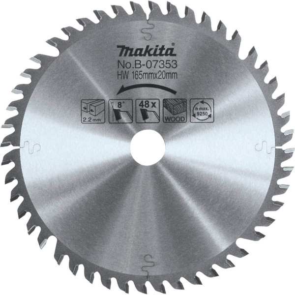 Makita B-07353 , 6‑1/2" 48T Carbide‑Tipped Plunge Saw Blade | TopTools.in